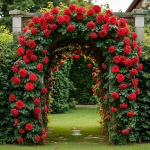 Роза плетистая Алый Триумф купить по цене от 319р. в интернет-магазине «Посадика» с доставкой почтой в в Курчалойе и по всей России – [изображение №1].