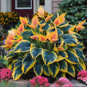 Хоста Флейм Данс купить по цене от 650р. в интернет-магазине «Посадика» с доставкой почтой в в Курчалойе и по всей России – [изображение №1].